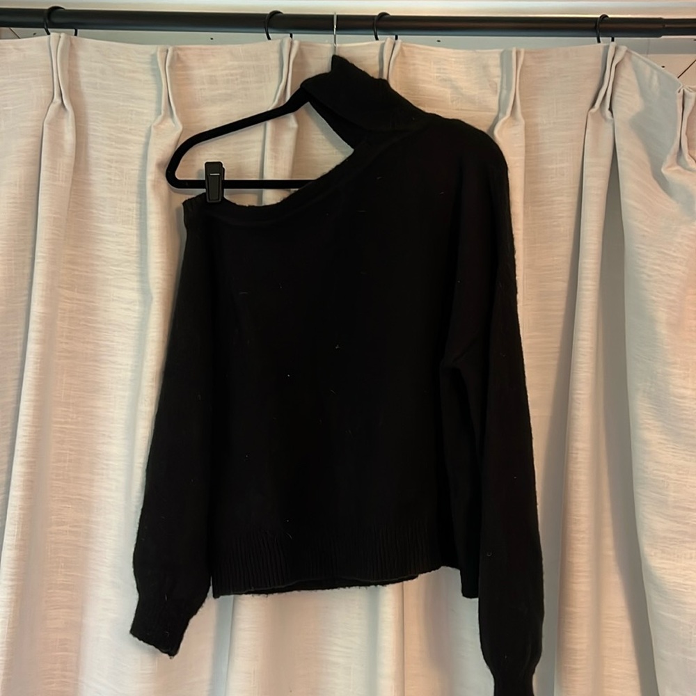 One shoulder black sweater